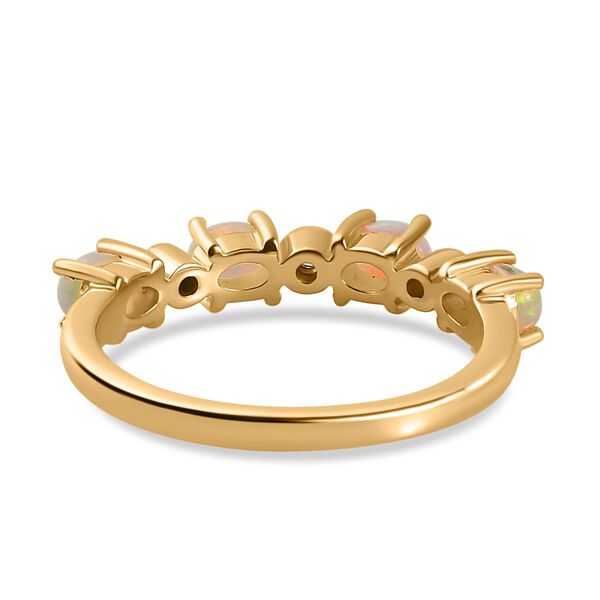 AA Nat&uuml;rlicher, &auml;thiopischer Welo Opal, Wei&szlig;er Zirkon Ring 925 Silber 750 Gelbgold Vermeil (Gr&ouml;&szlig;e 21.00) ca. 0,58 ct image number 7