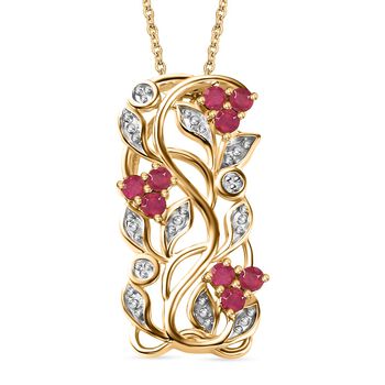 AA Afrikanischer Rubin (Fissure gef&uuml;llt) Schmuckset 925 Silber vergoldet ca. 0.39 ct