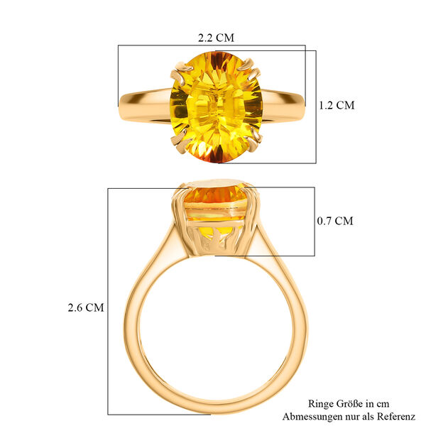 D'Joy - Lichtkranz-Design Sphaleros Quarz Ring 925 Silber 750 Gelb Vergoldet (Gr&ouml;&szlig;e 21.00) ca. 5.19 ct image number 7