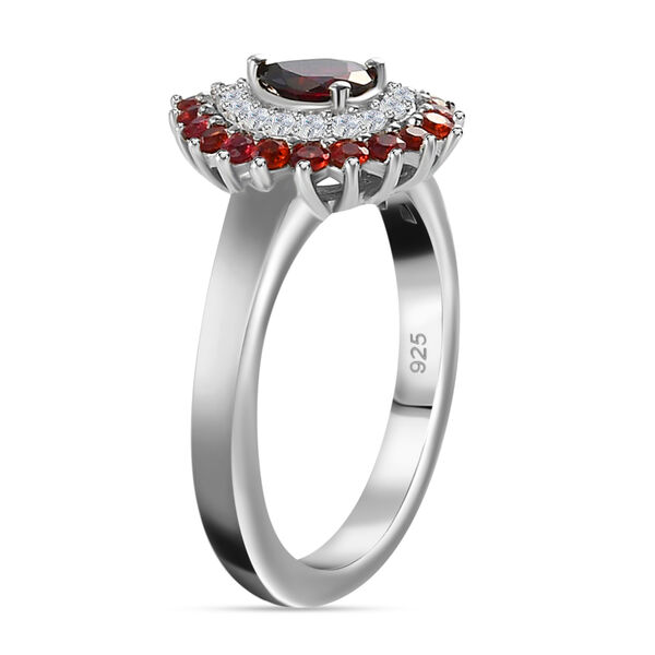 Anthill Granat und Zirkon Halo Ring 925 Silber platiniert  ca. 0,99 ct image number 7