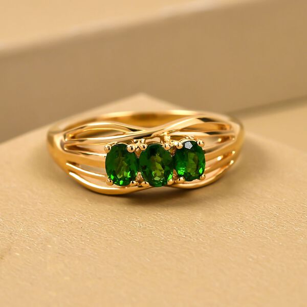 Nat&uuml;rlicher Chromdiopsid-Ring, 925 Silber vergoldet (Gr&ouml;&szlig;e 16.00) ca. 0,57 ct image number 2