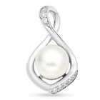 Weiße Süßwasser Perle und Zirkonia Anhänger 925 Silber rhodiniert ca. 0,50 ct image number 0