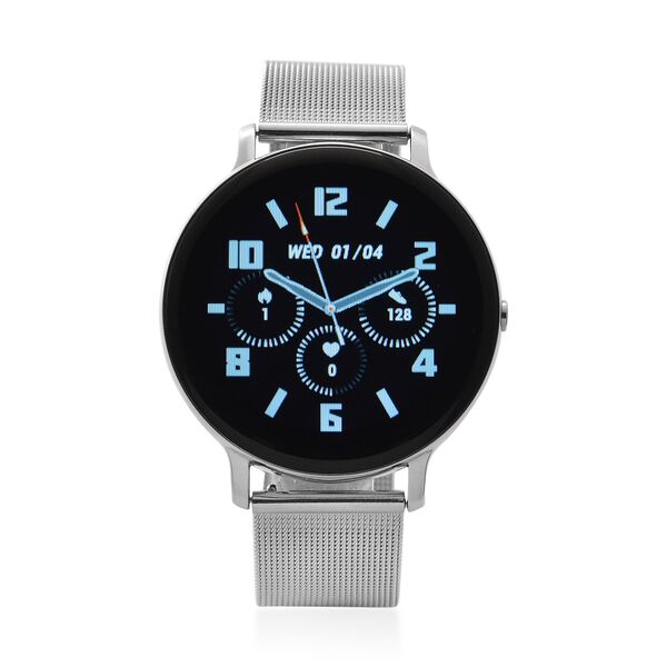Eleganz Mesh HiWatch Plus, Silber Smartwatch mit Dual-Modus Bluetooth, 1,28 IPS Display und Wassergeschütztes Design image number 0