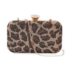 Moderne Clutch verziert mit facettierten Kristallen, 20x4x2cm, Leopard