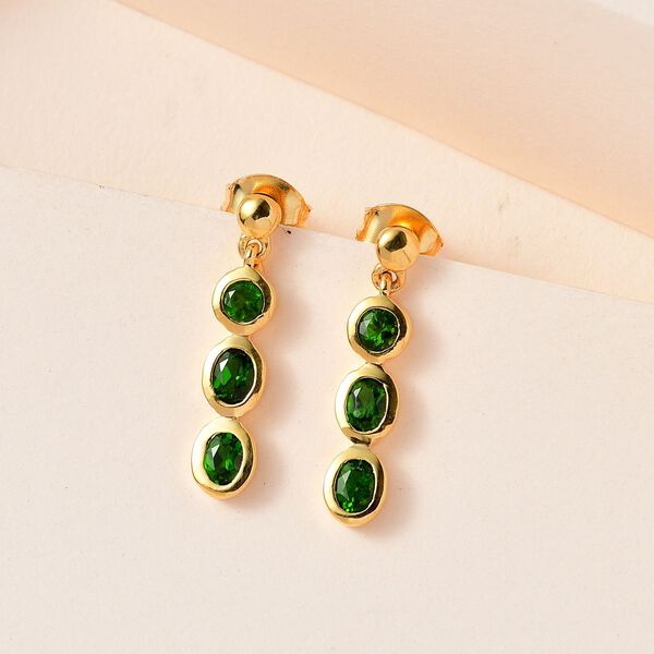 Natürliche Chromdiopsid-Trilogie-Ohrringe - 1,03 ct. image number 2