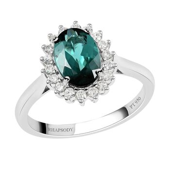 Rhapsody AAAA Indicolith und wei&szlig;er Diamant-Ring, VS E-F, 950 Platin (Gr&ouml;&szlig;e 18.00) ca. 1.55 ct