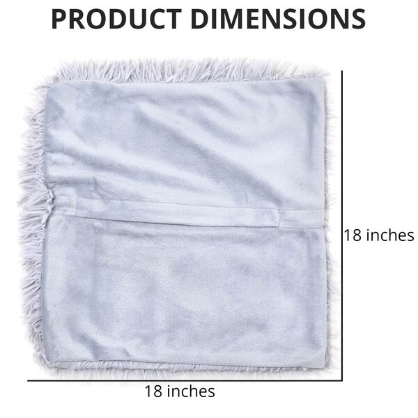 2er-Set Kunstfell-Kissenbezug, Grau image number 3