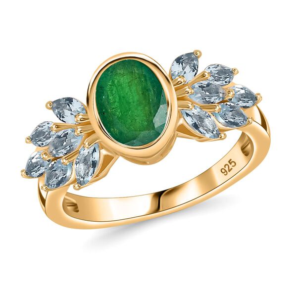 AA Kagem sambischer Smaragd und Aquamarin-Ring - 2 ct. image number 6