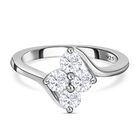88 Facetten Moissanit Bypass Ring 925 Silber platiniert (Größe 17.00) ca. 0,65 ct