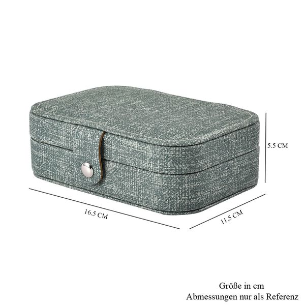 Schmuck Organizer aus naturfreundlichem Kunstleder mit Knopfverschluss, 16x11,5x5,5cm, Gr&uuml;n image number 7