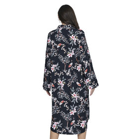 LA MAREY langes Nachthemd, Blumenmuster, Einheitsgr&ouml;&szlig;e Schwarz