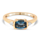 London Blau Topas und Zirkon Ring 925 Silber vergoldet image number 0