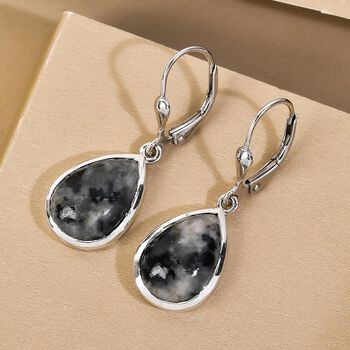 Nat&uuml;rliche Yooperlith-Ohrringe, 925 Silber platiniert ca. 10.21 ct
