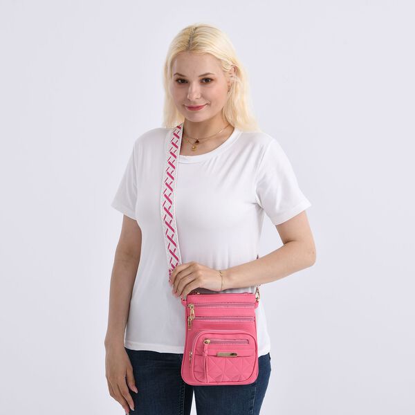 Maxikleid aus Viskose-Crepe mit Lurex Ombre-Schal mit Quasten aus Poly-Seide-Modal und Crossbody Tasche Rosa image number 13