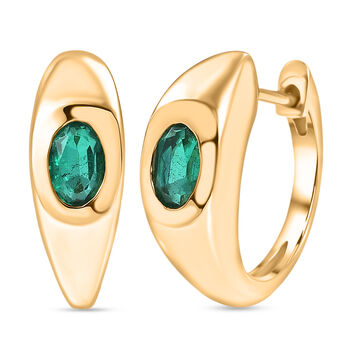 D'Joy Smaragd-Quarz Triplette Ohrringe 925 Silber 750 Gelb Vergoldet ca. 1,13 ct.