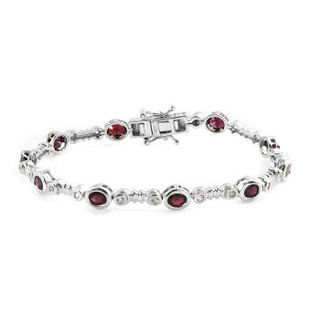 Anthill Granat und Zirkon-Armband, ca. 19 cm, 925 Silber platiniert, ca. 5,01 ct