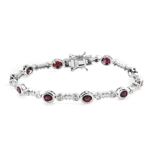 Anthill Granat und Zirkon-Armband, ca. 19 cm, 925 Silber platiniert, ca. 5,01 ct