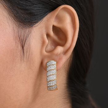 LUXURIANT SGL zertifizierte SI-GH Labor Diamant Ohrringe, 925 Silber 750 Gelbgold Vermeil - 2 ct.