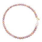 Mehrfarbige Edison Perlen Halskette, (8-10mm), ca. 50 cm, 925 Silber vergoldet