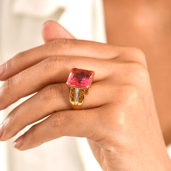 D'Joy Sonnenuntergang Skyline Sunset Quarz Triplette, Citrin Ring 925 Silber 750 Gelbgold Vermeil (Gr&ouml;&szlig;e 18.00) ca. 14.19 ct