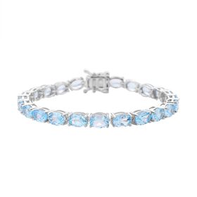 Blau Topas Armband, ca. 20 cm, 925 Silber rhodiniert ca. 24,38 ct
