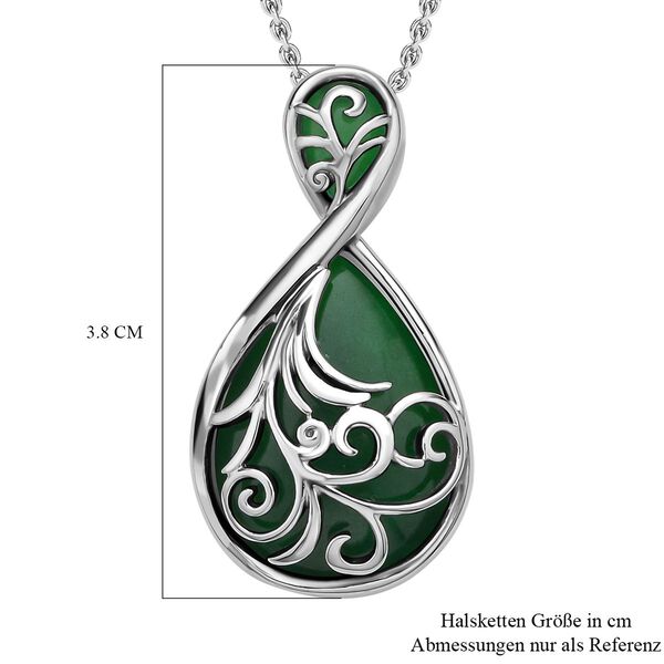 Grüner Aventurin Anhänger mit Kette, Edelstahl, ca. 20.00 ct image number 6