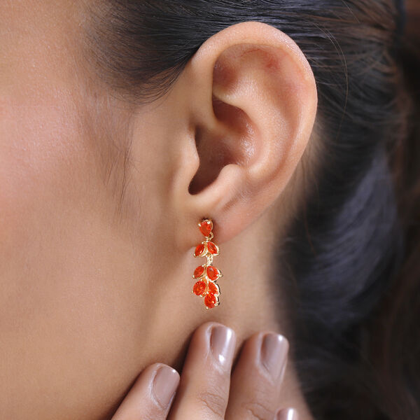 Salamanca Feueropal Ohrringe, 925 Silber vergoldet, ca. 1.21 ct image number 3