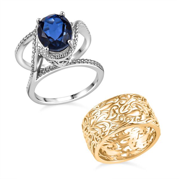 2er-Set- Ceylonfarbene Quarz Triplett Ringe - 3,30 ct. image number 5