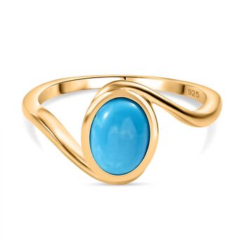 Amerikanischer, nat&uuml;rlicher Sleeping Beauty T&uuml;rkis-Ring, 925 Silber vergoldet (Gr&ouml;&szlig;e 16.00) ca. 1.08 ct