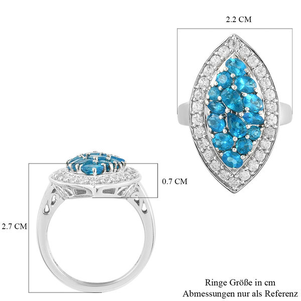 Neon-Apatit-Ring, 925 Silber platiniert  ca. 3,10 ct image number 7