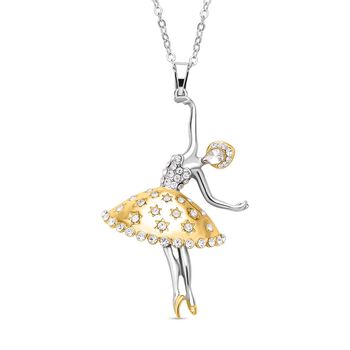 Wei&szlig;er Kristall Ballerina-Anh&auml;nger mit Kette, silberfarben