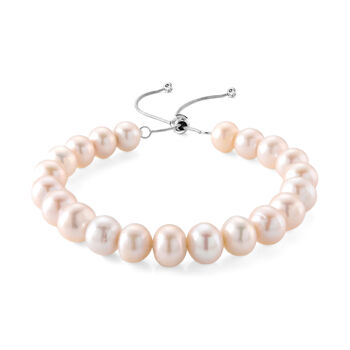 Wei&szlig;e Edison Perle (9-11 mm) Armband ca. Flexibles cm 316L Edelstahl