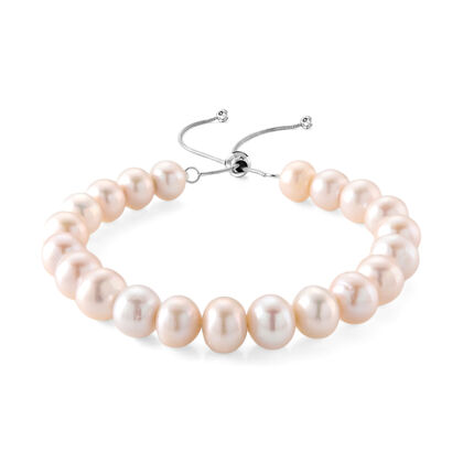 Wei&szlig;e Edison Perle (9-11 mm) Armband ca. Flexibles cm 316L Edelstahl