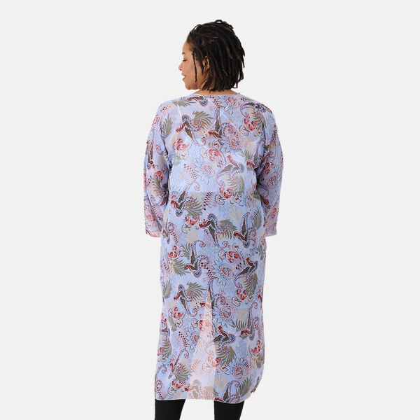 Gemusterter Chiffon Cardigan, Einheitsgröße Himmelblau image number 2