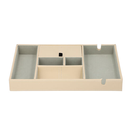 Schreibtisch Organizer mit 6 Fächern, Smartphone und Brillenfach, Weiß image number 1