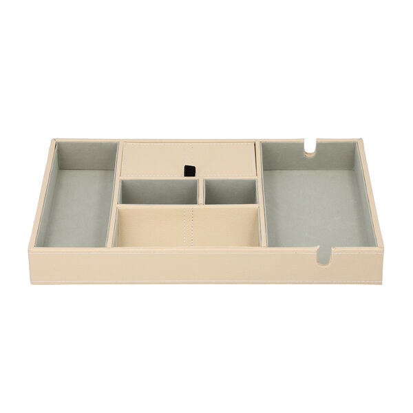 Schreibtisch Organizer mit 6 F&auml;chern, Smartphone und Brillenfach, Wei&szlig; image number 1