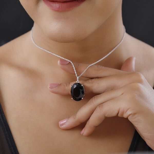 Rauchquarz Anh&auml;nger mit Kette, 925 Silber platiniert ca. 15.00 ct image number 2