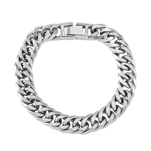 Panzerarmband, Hochglanzpoliert, Reiner Edelstahl, Silberfarben, ca. 21 cm ca. 43,00g image number 0