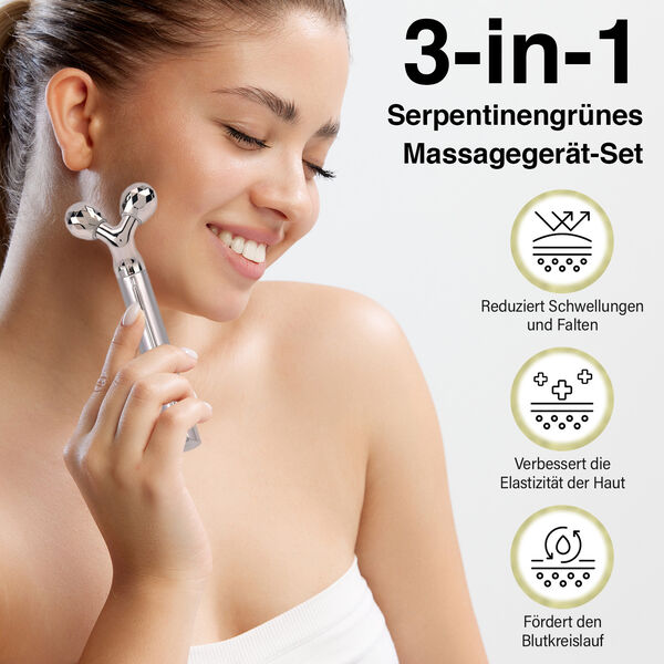 Serpentinengr&uuml;n Gesichtsroller-Massageger&auml;t mit Doppelkopf 2 Kugeln zur Hautstraffung und -festigung image number 2