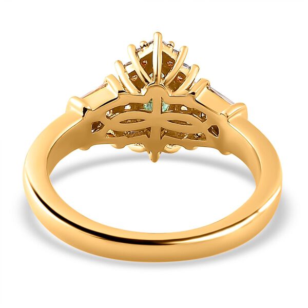 AAA Smaragd, Wei&szlig;er Zirkon Ring, 925 Silber Gelbgold Vermeil (Gr&ouml;&szlig;e 20.00) ca. 1.28 ct image number 6
