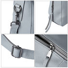Handtasche aus 100% echtem Leder mit abnehmbarem Riemen, Grau  image number 4