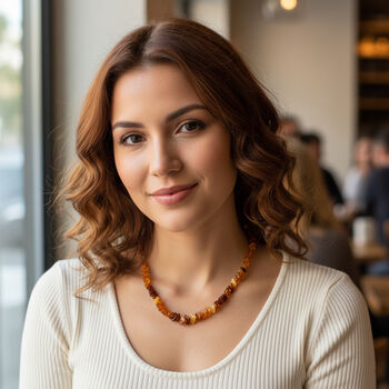 D'Joy Nat&uuml;rlicher Baltischer Bernstein Halskette ca. 50 cm 925 Silber Vergoldet