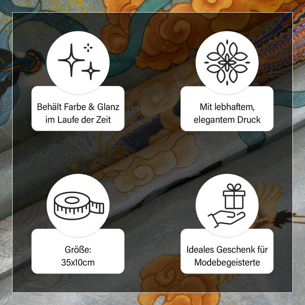 LA MAREY: Premium Selection - 100% Maulbeerenseiden-Halstuch mit orientalischer Druck, 35x150cm image number 4