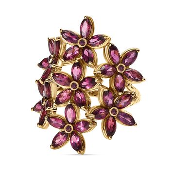 GP Italienische Garten Kollektion - Rhodolith Granat Ring, 925 Silber Gelbgold Vermeil, (Gr&ouml;&szlig;e 17.00), ca. 6.39 ct