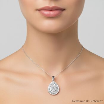 LUSTRO STELLA - Wei&szlig;er Zirkonia Anh&auml;nger 925 Silber rhodiniert