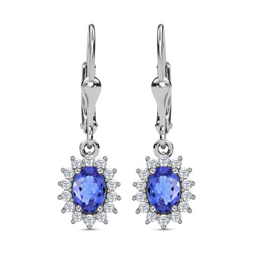 Tansanit und EF Moissanit Ohrringe - 1,37 ct. image number 0