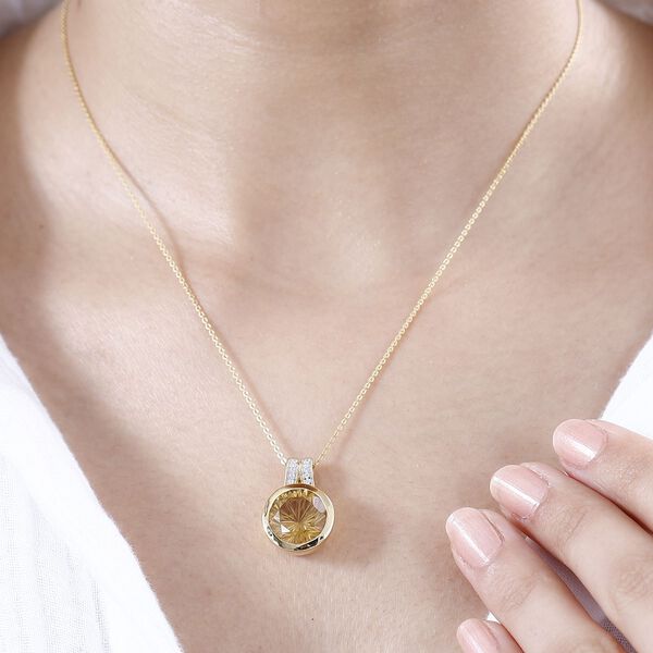 Citrin und Zirkon Anhänger mit 45cm Kette - 6.84 ct image number 3