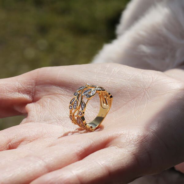 ALLORO Ring, Creolen und Anh&auml;nger mit Diamantakzenten, Silber vergoldet image number 30