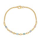 Natürliches, äthiopisches Welo Opal-Armband, ca. 19 cm, 925 Silber vergoldet ca. 0.92 ct