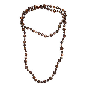 Bronze gef&auml;rbte S&uuml;&szlig;wasserperle Halskette, 86 cm